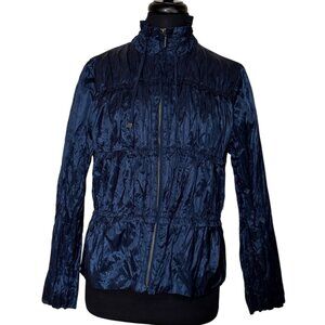 Chico's Brand Polyester Blue Zip Front Puffer Quilted Jacket Size 2 or L (READ)